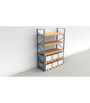 Schwerlastregal Palettenregal NEDCON 2.500x2.700x1.100 mm (HxBxT), Grundregal, 5 Lagerebenen, 3.000 kg Fachlast, mit Spanplatten