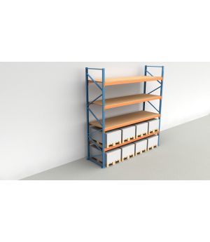 Schwerlastregal Palettenregal NEDCON 2.500x3.600x1.100 mm (HxBxT), Grundregal, 5 Lagerebenen, 3.000 kg Fachlast, mit Spanplatten