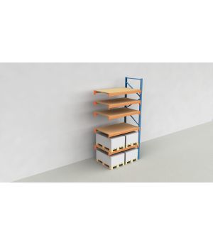 Schwerlastregal Palettenregal NEDCON 2.500x1.825x1.100 mm (HxBxT), Anbauregal, 6 Lagerebenen, 3.000 kg Fachlast, mit Spanplatten