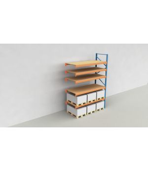 Schwerlastregal Palettenregal NEDCON 2.500x2.700x1.100 mm (HxBxT), Anbauregal, 6 Lagerebenen, 3.000 kg Fachlast, mit Spanplatten