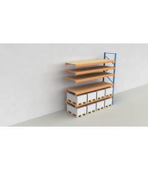 Schwerlastregal Palettenregal NEDCON 2.500x3.600x1.100 mm (HxBxT), Anbauregal, 6 Lagerebenen, 3.000 kg Fachlast, mit Spanplatten