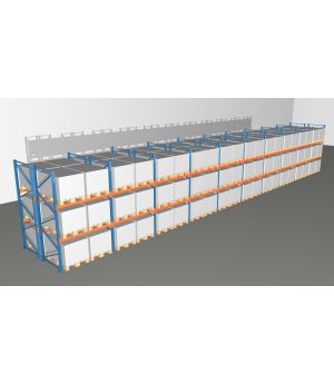 Schwerlastregal Palettenregal NEDCON 2.500x19350x2.400 mm (HxBxT), Doppelregal, 3 Lagerebenen, 3.000 kg Fachlast, Keine Böden