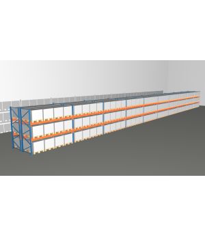 Schwerlastregal Palettenregal NEDCON 2.500x37100x2.400 mm (HxBxT), Doppelregal, 3 Lagerebenen, 3.000 kg Fachlast, Keine Böden