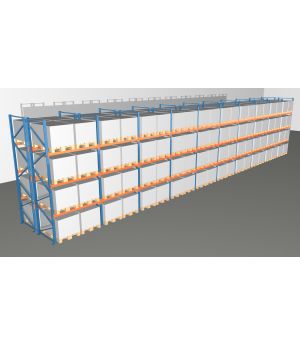 Schwerlastregal Palettenregal NEDCON 2.500x19350x2.400 mm (HxBxT), Doppelregal, 4 Lagerebenen, 3.000 kg Fachlast, Keine Böden