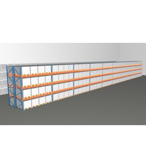 Schwerlastregal Palettenregal NEDCON 2.500x37100x2.400 mm (HxBxT), Doppelregal, 4 Lagerebenen, 3.000 kg Fachlast, Keine Böden