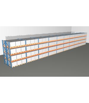Schwerlastregal Palettenregal NEDCON 2.500x28100x2.400 mm (HxBxT), Doppelregal, 4 Lagerebenen, 3.000 kg Fachlast, Keine Böden