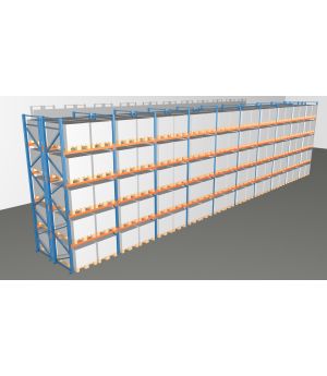 Schwerlastregal Palettenregal NEDCON 2.500x19350x2.400 mm (HxBxT), Doppelregal, 5 Lagerebenen, 3.000 kg Fachlast, Keine Böden
