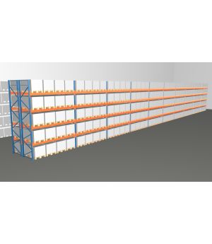 Schwerlastregal Palettenregal NEDCON 2.500x37100x2.400 mm (HxBxT), Doppelregal, 5 Lagerebenen, 3.000 kg Fachlast, Keine Böden