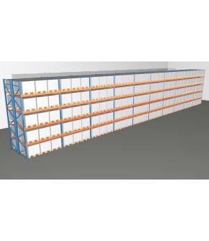 Schwerlastregal Palettenregal NEDCON 2.500x28100x2.400 mm (HxBxT), Doppelregal, 5 Lagerebenen, 3.000 kg Fachlast, Keine Böden