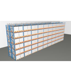 Schwerlastregal Palettenregal NEDCON 2.500x19350x2.400 mm (HxBxT), Doppelregal, 6 Lagerebenen, 3.000 kg Fachlast, Keine Böden