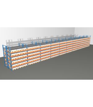 Schwerlastregal Palettenregal NEDCON 2.500x28100x2.400 mm (HxBxT), Doppelregal, 6 Lagerebenen, 3.000 kg Fachlast, Keine Böden