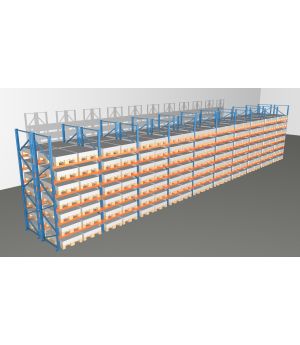 Schwerlastregal Palettenregal NEDCON 2.500x19350x2.400 mm (HxBxT), Doppelregal, 7 Lagerebenen, 3.000 kg Fachlast, Keine Böden