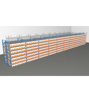 Schwerlastregal Palettenregal NEDCON 2.500x28100x2.400 mm (HxBxT), Doppelregal, 7 Lagerebenen, 3.000 kg Fachlast, Keine Böden