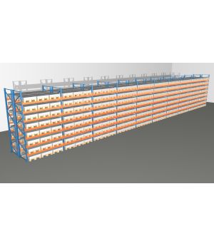 Schwerlastregal Palettenregal NEDCON 2.500x28100x2.400 mm (HxBxT), Doppelregal, 8 Lagerebenen, 3.000 kg Fachlast, Keine Böden