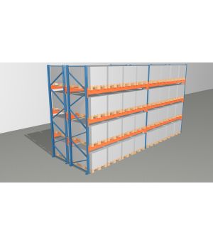 Schwerlastregal Palettenregal NEDCON 3.000x7500x2.400 mm (HxBxT), Doppelregal, 4 Lagerebenen, 3.000 kg Fachlast, Keine Böden