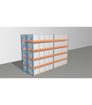 Schwerlastregal Palettenregal NEDCON 2.500x7500x2.400 mm (HxBxT), Doppelregal, 5 Lagerebenen, 3.000 kg Fachlast, Keine Böden