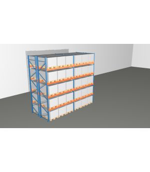 Schwerlastregal Palettenregal NEDCON 2.500x5700x2.400 mm (HxBxT), Doppelregal, 5 Lagerebenen, 3.000 kg Fachlast, Keine Böden