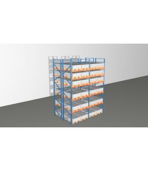 Schwerlastregal Palettenregal NEDCON 2.500x3950x2.400 mm (HxBxT), Doppelregal, 6 Lagerebenen, 3.000 kg Fachlast, Keine Böden