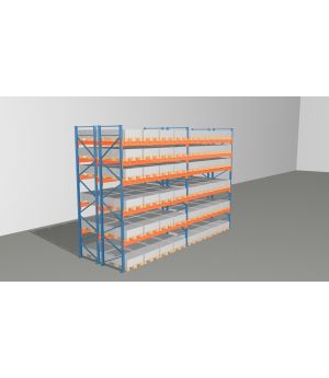 Schwerlastregal Palettenregal NEDCON 2.500x7500x2.400 mm (HxBxT), Doppelregal, 6 Lagerebenen, 3.000 kg Fachlast, Keine Böden