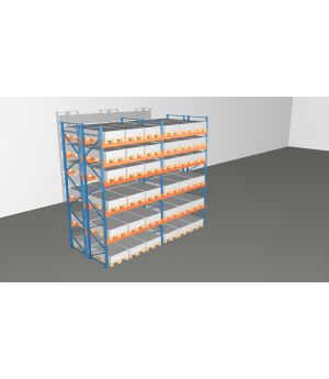 Schwerlastregal Palettenregal NEDCON 2.500x5700x2.400 mm (HxBxT), Doppelregal, 6 Lagerebenen, 3.000 kg Fachlast, Keine Böden