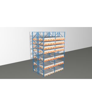 Schwerlastregal Palettenregal NEDCON 2.500x3950x2.400 mm (HxBxT), Doppelregal, 7 Lagerebenen, 3.000 kg Fachlast, Keine Böden