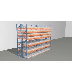 Schwerlastregal Palettenregal NEDCON 2.500x7500x2.400 mm (HxBxT), Doppelregal, 7 Lagerebenen, 3.000 kg Fachlast, Keine Böden