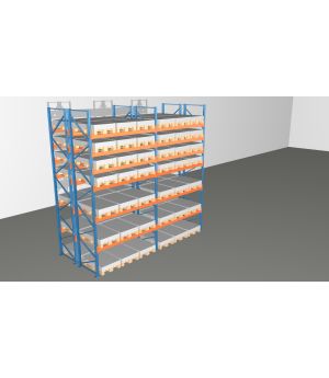 Schwerlastregal Palettenregal NEDCON 2.500x5700x2.400 mm (HxBxT), Doppelregal, 7 Lagerebenen, 3.000 kg Fachlast, Keine Böden