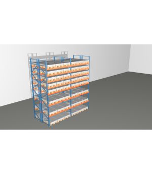 Schwerlastregal Palettenregal NEDCON 2.500x5700x2.400 mm (HxBxT), Doppelregal, 8 Lagerebenen, 3.000 kg Fachlast, Keine Böden