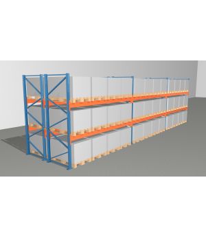Schwerlastregal Palettenregal NEDCON 2.500x11200x2.400 mm (HxBxT), Doppelregal, 3 Lagerebenen, 3.000 kg Fachlast, Keine Böden