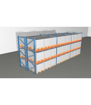 Schwerlastregal Palettenregal NEDCON 2.500x8500x2.400 mm (HxBxT), Doppelregal, 3 Lagerebenen, 3.000 kg Fachlast, Keine Böden