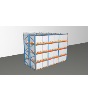 Schwerlastregal Palettenregal NEDCON 2.500x5875x2.400 mm (HxBxT), Doppelregal, 4 Lagerebenen, 3.000 kg Fachlast, Keine Böden