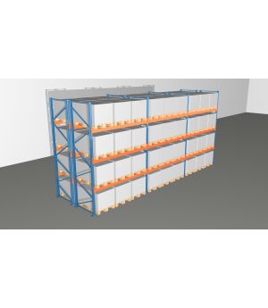 Schwerlastregal Palettenregal NEDCON 2.500x8500x2.400 mm (HxBxT), Doppelregal, 4 Lagerebenen, 3.000 kg Fachlast, Keine Böden