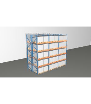 Schwerlastregal Palettenregal NEDCON 2.500x5875x2.400 mm (HxBxT), Doppelregal, 5 Lagerebenen, 3.000 kg Fachlast, Keine Böden