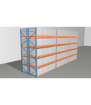 Schwerlastregal Palettenregal NEDCON 2.500x11200x2.400 mm (HxBxT), Doppelregal, 5 Lagerebenen, 3.000 kg Fachlast, Keine Böden
