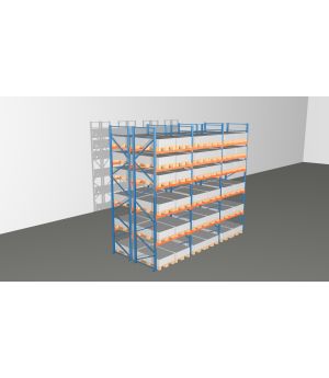Schwerlastregal Palettenregal NEDCON 2.500x5875x2.400 mm (HxBxT), Doppelregal, 6 Lagerebenen, 3.000 kg Fachlast, Keine Böden