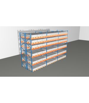 Schwerlastregal Palettenregal NEDCON 2.500x8500x2.400 mm (HxBxT), Doppelregal, 6 Lagerebenen, 3.000 kg Fachlast, Keine Böden