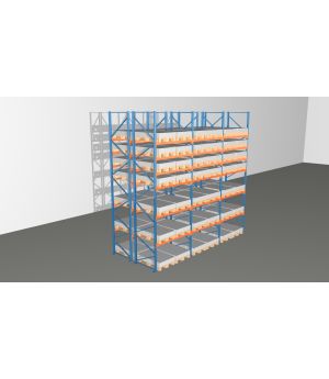Schwerlastregal Palettenregal NEDCON 2.500x5875x2.400 mm (HxBxT), Doppelregal, 7 Lagerebenen, 3.000 kg Fachlast, Keine Böden