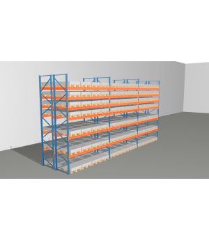 Schwerlastregal Palettenregal NEDCON 2.500x11200x2.400 mm (HxBxT), Doppelregal, 7 Lagerebenen, 3.000 kg Fachlast, Keine Böden