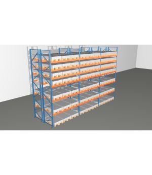 Schwerlastregal Palettenregal NEDCON 2.500x8500x2.400 mm (HxBxT), Doppelregal, 7 Lagerebenen, 3.000 kg Fachlast, Keine Böden