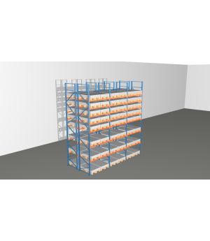 Schwerlastregal Palettenregal NEDCON 2.500x5875x2.400 mm (HxBxT), Doppelregal, 8 Lagerebenen, 3.000 kg Fachlast, Keine Böden