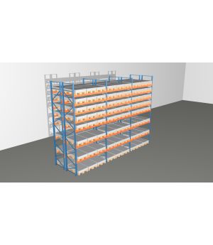 Schwerlastregal Palettenregal NEDCON 2.500x8500x2.400 mm (HxBxT), Doppelregal, 8 Lagerebenen, 3.000 kg Fachlast, Keine Böden