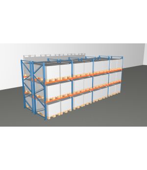Schwerlastregal Palettenregal NEDCON 3.000x7800x2.400 mm (HxBxT), Doppelregal, 3 Lagerebenen, 3.000 kg Fachlast, Keine Böden