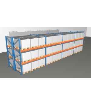 Schwerlastregal Palettenregal NEDCON 2.500x11300x2.400 mm (HxBxT), Doppelregal, 3 Lagerebenen, 3.000 kg Fachlast, Keine Böden