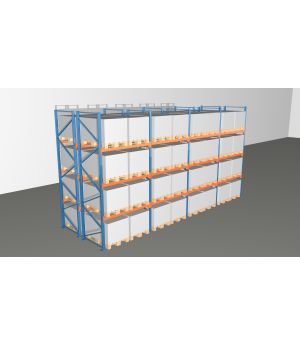Schwerlastregal Palettenregal NEDCON 2.500x7800x2.400 mm (HxBxT), Doppelregal, 4 Lagerebenen, 3.000 kg Fachlast, Keine Böden