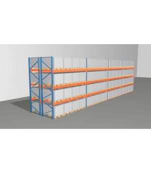 Schwerlastregal Palettenregal NEDCON 2.500x14900x2.400 mm (HxBxT), Doppelregal, 4 Lagerebenen, 3.000 kg Fachlast, Keine Böden