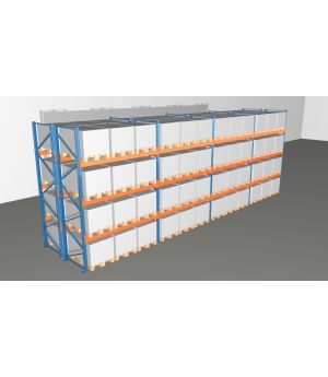 Schwerlastregal Palettenregal NEDCON 2.500x11300x2.400 mm (HxBxT), Doppelregal, 4 Lagerebenen, 3.000 kg Fachlast, Keine Böden