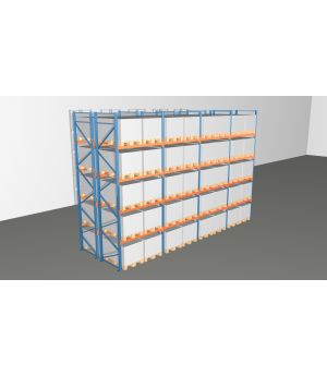 Schwerlastregal Palettenregal NEDCON 2.500x7800x2.400 mm (HxBxT), Doppelregal, 5 Lagerebenen, 3.000 kg Fachlast, Keine Böden