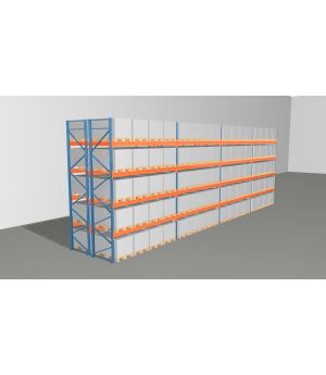 Schwerlastregal Palettenregal NEDCON 2.500x14900x2.400 mm (HxBxT), Doppelregal, 5 Lagerebenen, 3.000 kg Fachlast, Keine Böden