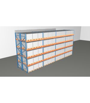 Schwerlastregal Palettenregal NEDCON 2.500x11300x2.400 mm (HxBxT), Doppelregal, 5 Lagerebenen, 3.000 kg Fachlast, Keine Böden