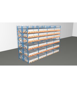 Schwerlastregal Palettenregal NEDCON 2.500x7800x2.400 mm (HxBxT), Doppelregal, 6 Lagerebenen, 3.000 kg Fachlast, Keine Böden